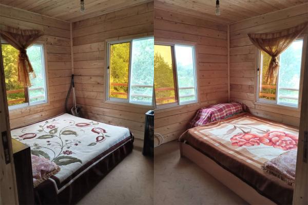 کلبه چوبی دوخوابه جنگلی خورسندی طاسکوه - ماسال